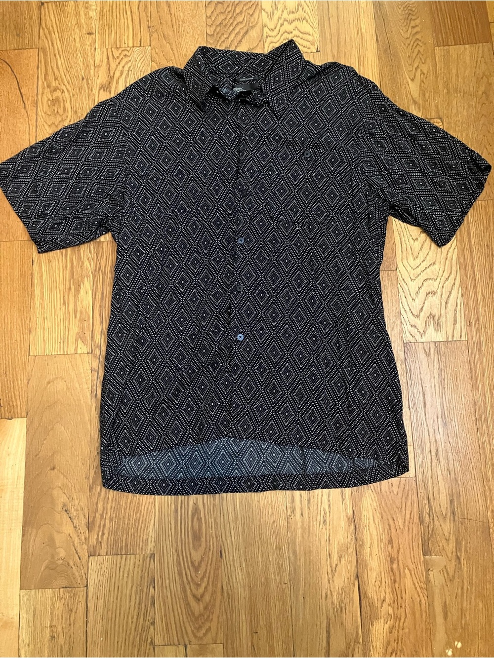 Marc Edwards Luxe Rayon Button Down Shirt Men's L Large Black Geometric Used